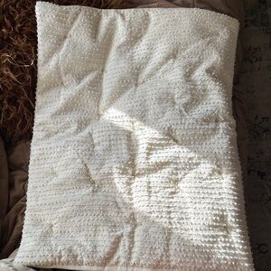 West Elm Quilted Embroidered Stripe Standard Sham 20x26 White no tag